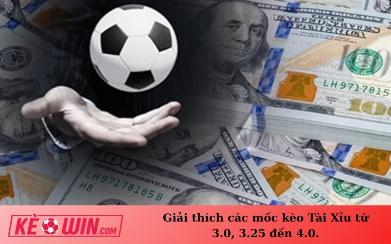 Giải thích các mốc kèo Tài Xỉu từ 3.0, 3.25 đến 4.0.